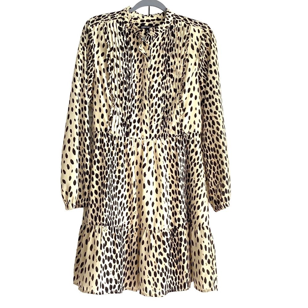 J. CREW MERCANTILE LEOPARD MOCK NECK PLEATED DRESS Size 8